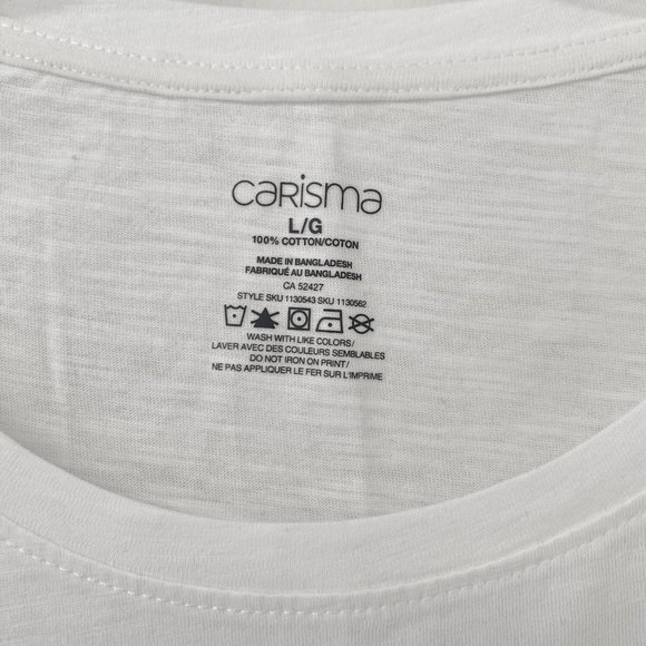 🛍 2 for $25! 🛍 Carisma - White Short Sleeve Tee w Plant Graphic - Picture 3 of 5